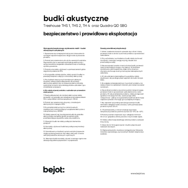 budki akustyczne - instrukcja użytkowania
